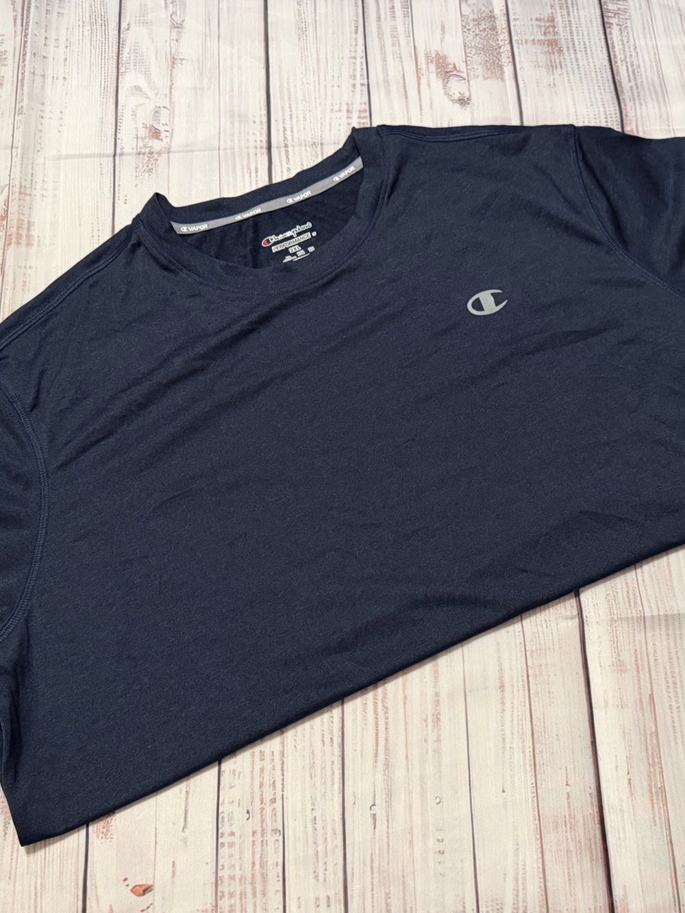 Champion Navy Short Sleeve Crew Tee with Small Logo